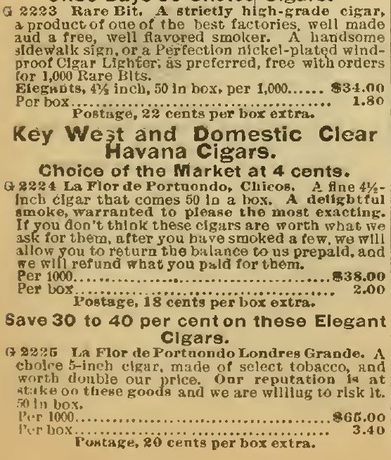 Kristin Holt | Victorian-American Tobacco Advertisements. Key West and Domestic Clear Havana Cigars advertisements continue from Sears Catalog, 1898.