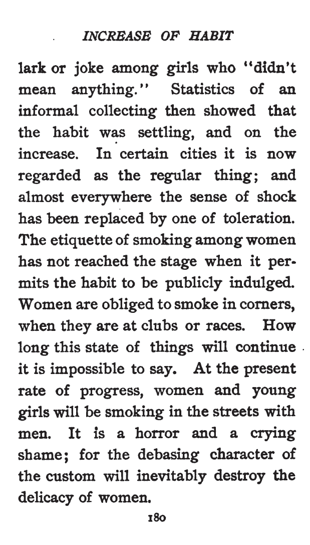 Kristin Holt | Common Details of Western Historical Romance that is Historically INCORRECT, Part 2 (Tobacco). Smoking of Women, from Etiquette for Americans, 1898.