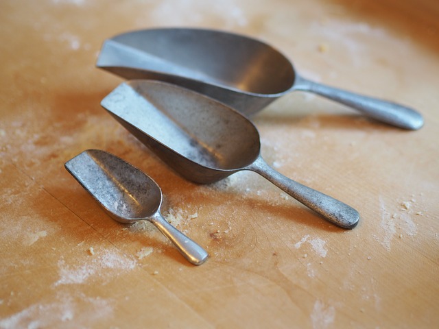 Kristin Holt | DIY Yeast in Victorian America. Photo of three metal flour scoops. Courtesy of Pixabay.