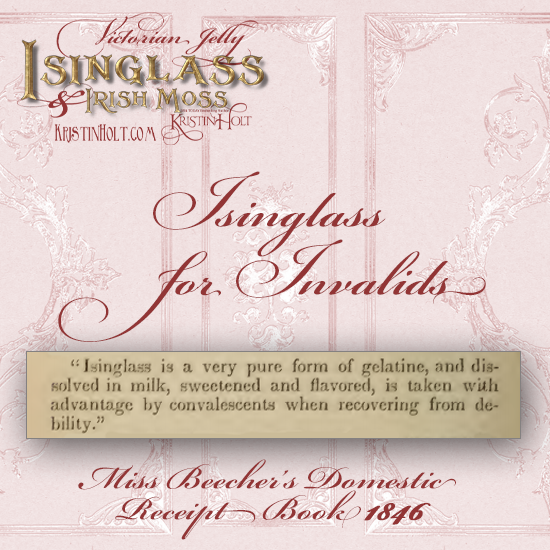 Kristin Holt | Victorian Jelly: Isinglass and Irish Moss. Isinglass for Invalids, from Miss Beecher's Domestic Receipt Book, 1846.