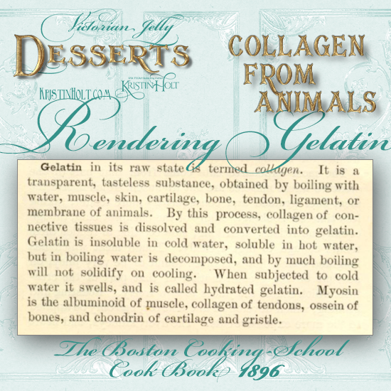 Kristin Holt | Victorian Jelly: Rendering Gelatin. Instructions from Boston Cooking-School Cook Book, published 1896.