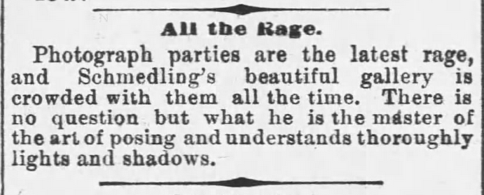 Kristin Holt | Victorian Photograph Parties. Professional photographer advertises his mastery of the craft in Chattanooga, Tennessee on April 22, 1888.